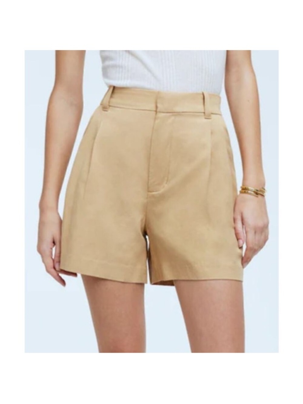 Madewell The Harlow Shorts High Rise Drapey Twill Desert Dune Tan Size 16